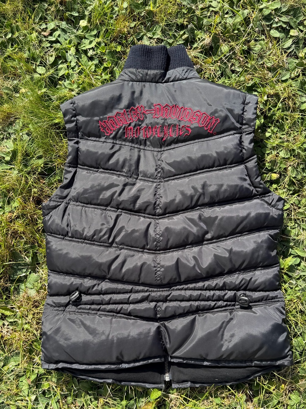 Vintage Harley-Davidson Y2K Black Quilted Puffer Vest Red Embroidery NWOT - Picture 6 of 13